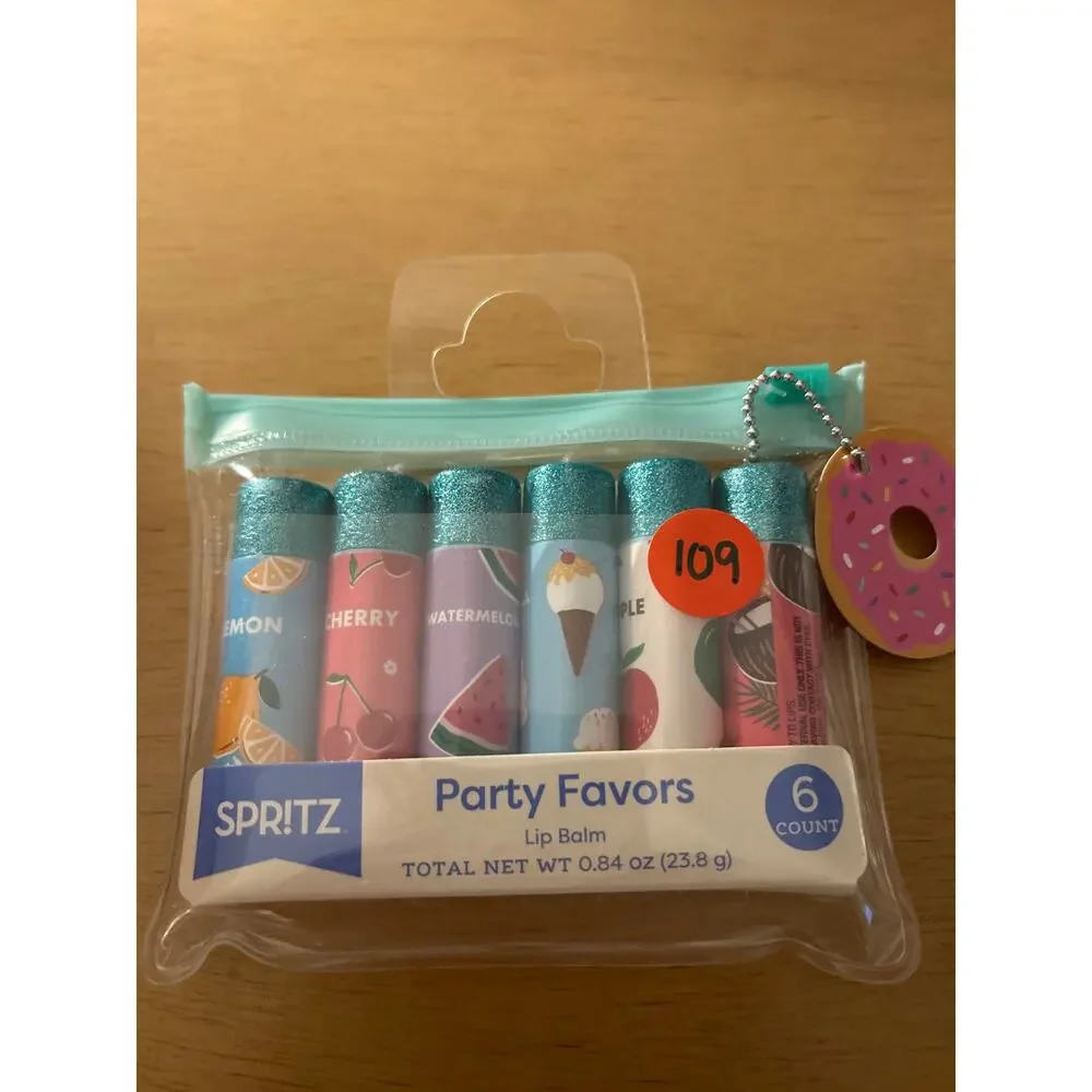 #109 New Spritz Party Favors Flavored Lip Balm Party Pack with Pouch